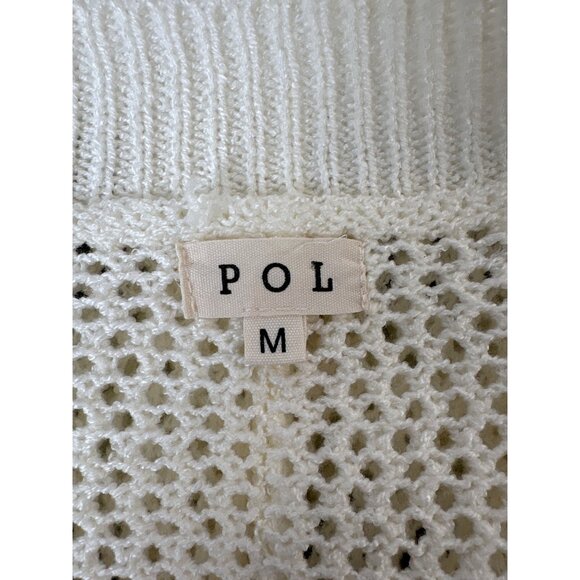 Crochet Knit Sweater By POL Floral Pattern Black & White Medium Cottagecore - Picture 4 of 10